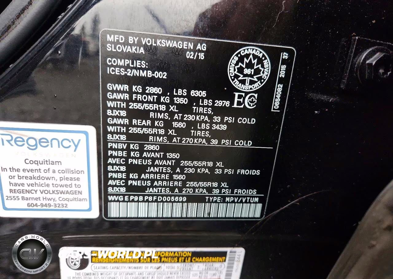 2015 Volkswagen Touareg V6 Tdi VIN:WVGEP9BP8FD005699 - 13