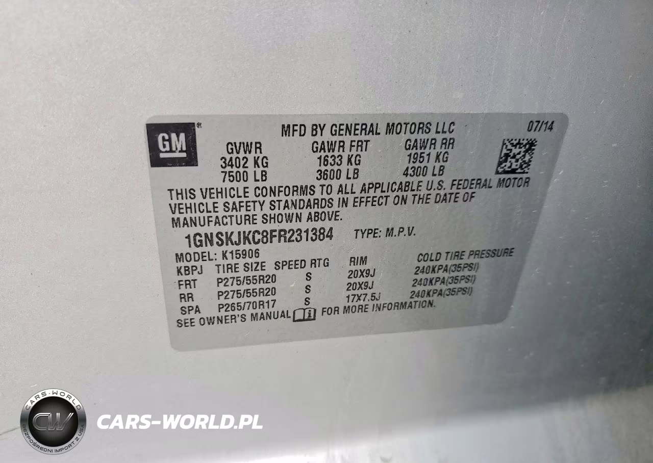 2015 Chevrolet Suburban K1500 Lt VIN:1GNSKJKC8FR231384 - 13