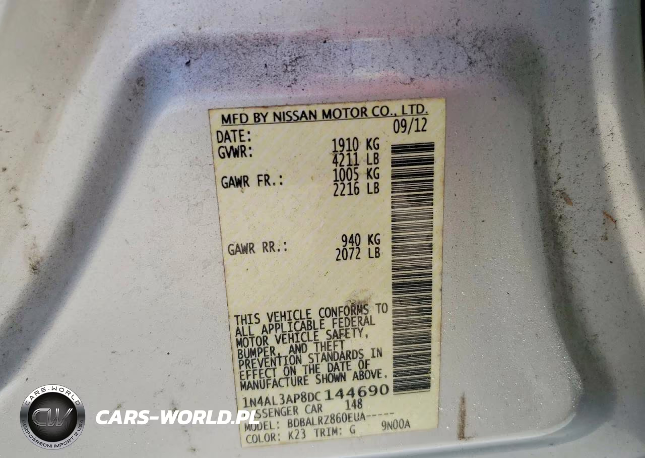 2013 Nissan Altima VIN:1N4AL3AP8DC144690 - 12