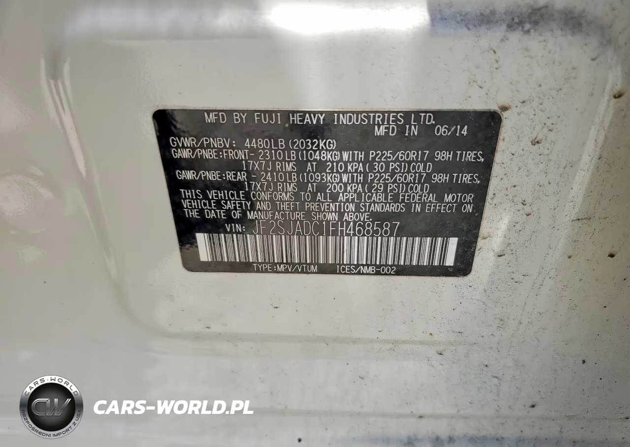 2015 Subaru Forester 2.5I Premium VIN:JF2SJADC1FH468587 - 13