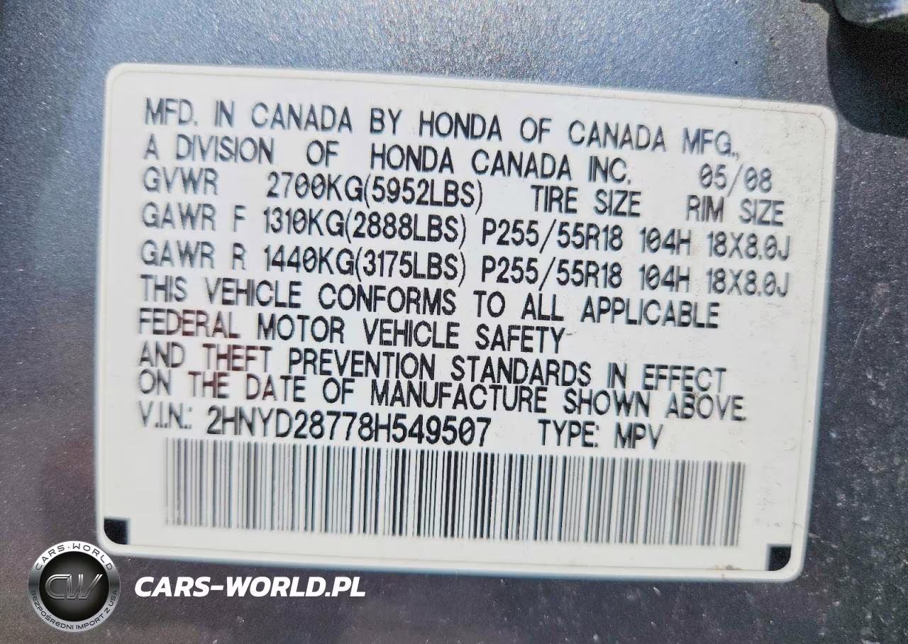2008 Acura Mdx Sport VIN:2HNYD28778H549507 - 13
