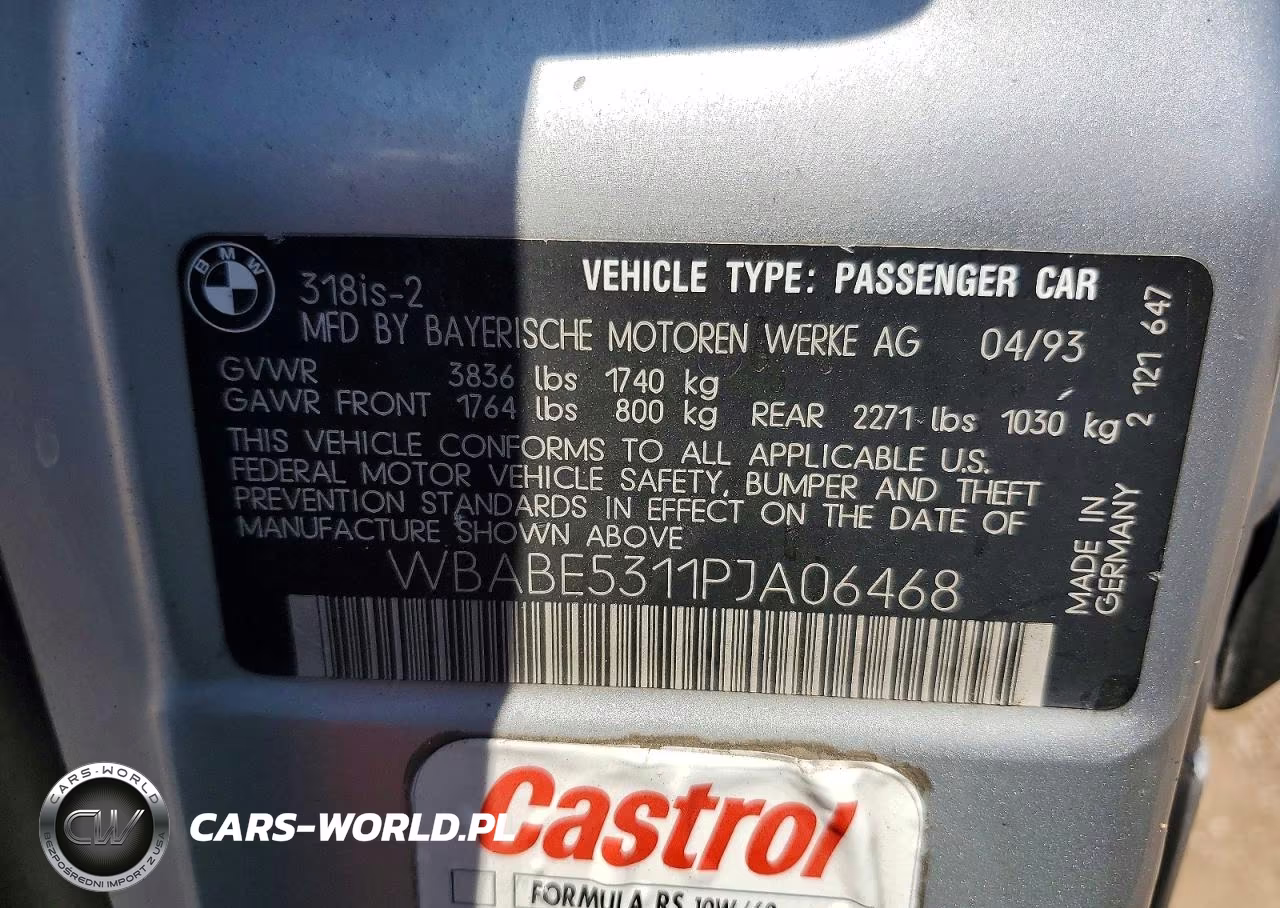 1993 BMW 318 Is VIN:WBABE5311PJA06468 - 12