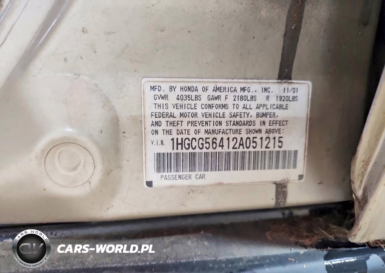 2002 Honda Accord Lx VIN:1HGCG56412A051215 - 13