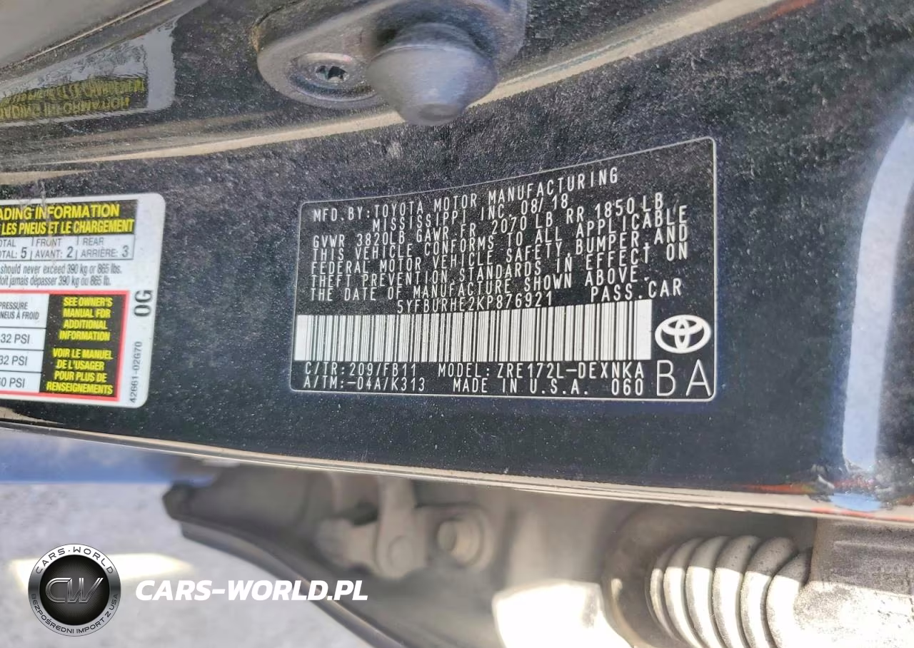 2019 Toyota Corolla Le VIN:5YFBURHE2KP876921 - 12