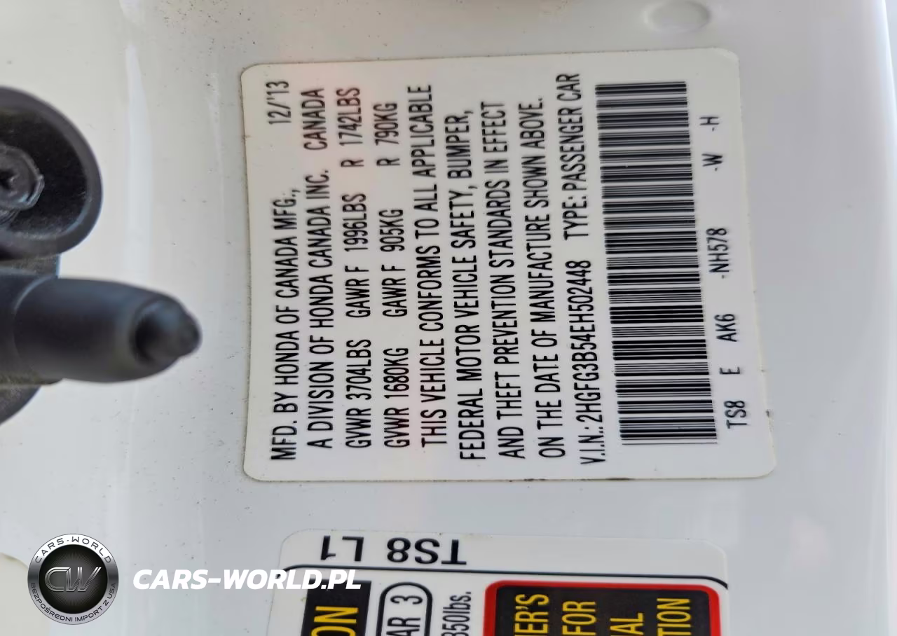 2014 Honda Civic Lx VIN:2HGFG3B54EH502448 - 12