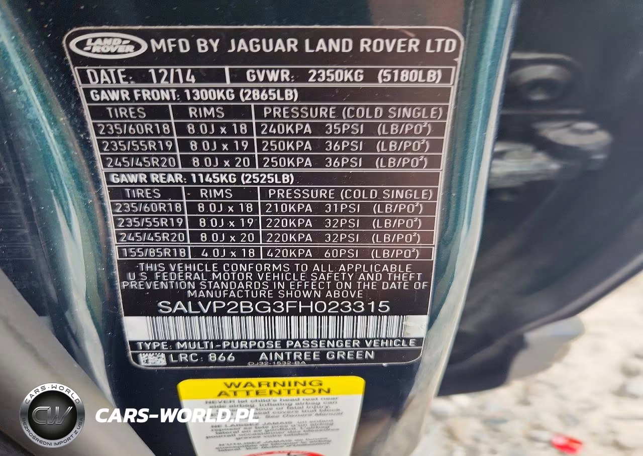 2015 Land Rover Range Rover Evoque Pure Plus VIN:SALVP2BG3FH023315 - 13
