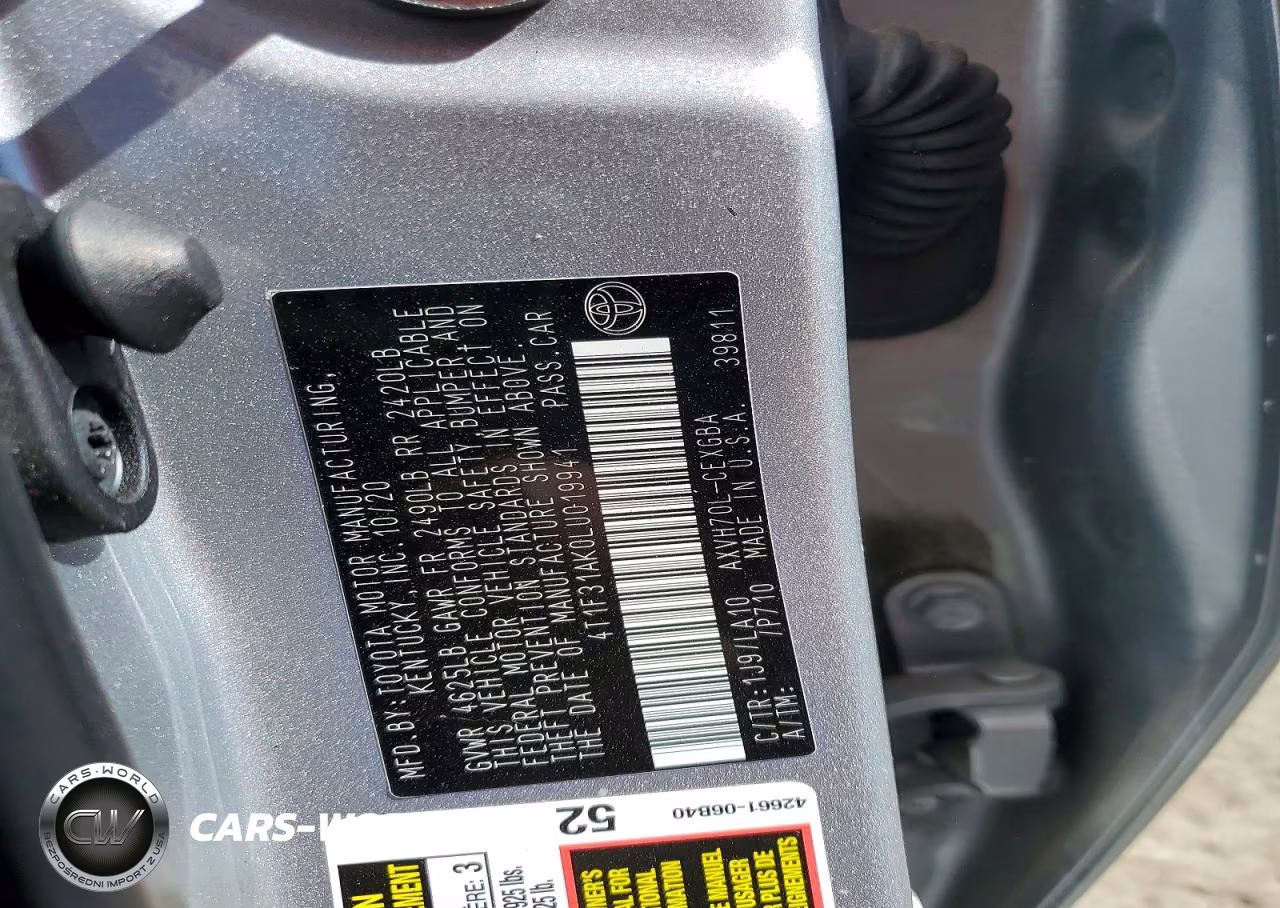 2020 Toyota Camry Xle VIN:4T1F31AK0LU019941 - 12
