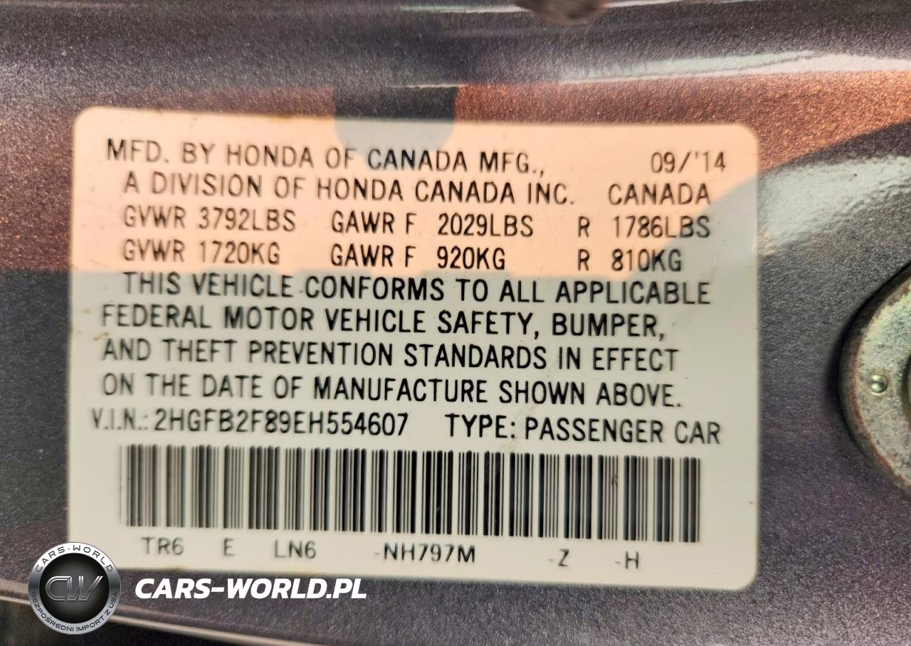 2014 Honda Civic Ex VIN:2HGFB2F89EH554607 - 12