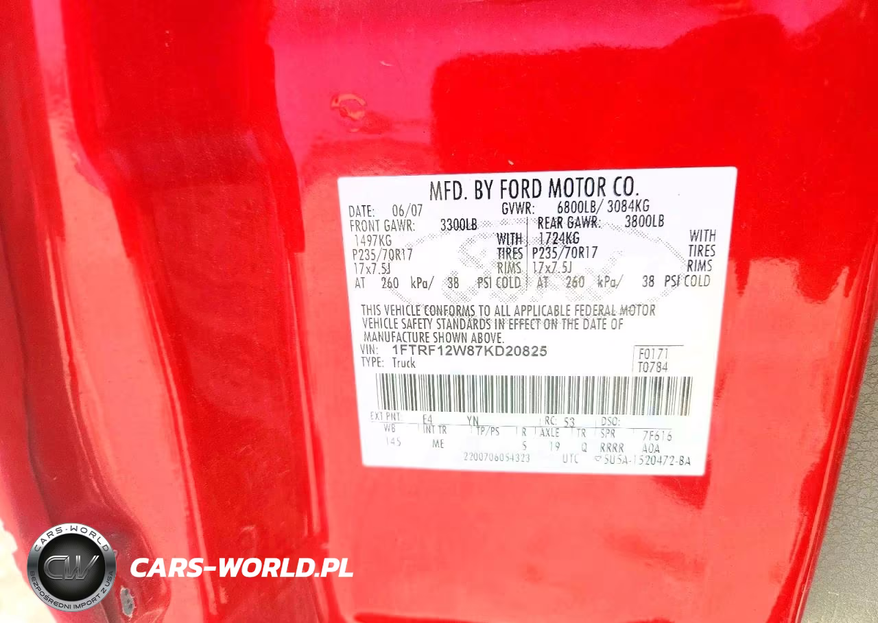 2007 Ford F150 VIN:1FTRF12W87KD20825 - 12