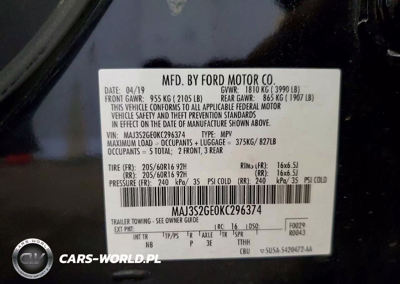 2019 Ford Ecosport Se VIN:MAJ3S2GE0KC296374 - 12