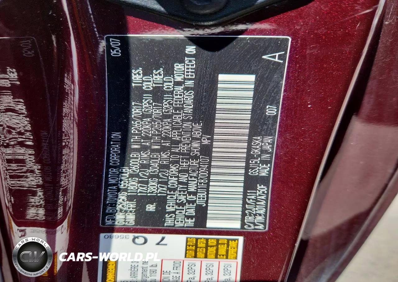 2007 Toyota Fj Cruiser Base VIN:JTEBU11F870094107 - 13