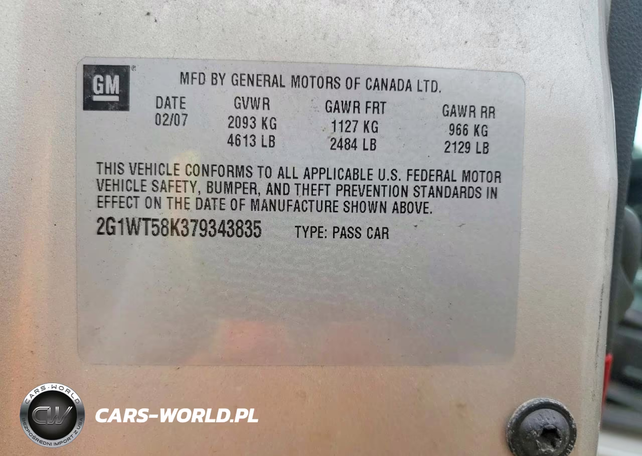 2007 Chevrolet Impala Lt VIN:2G1WT58K379343835 - 12