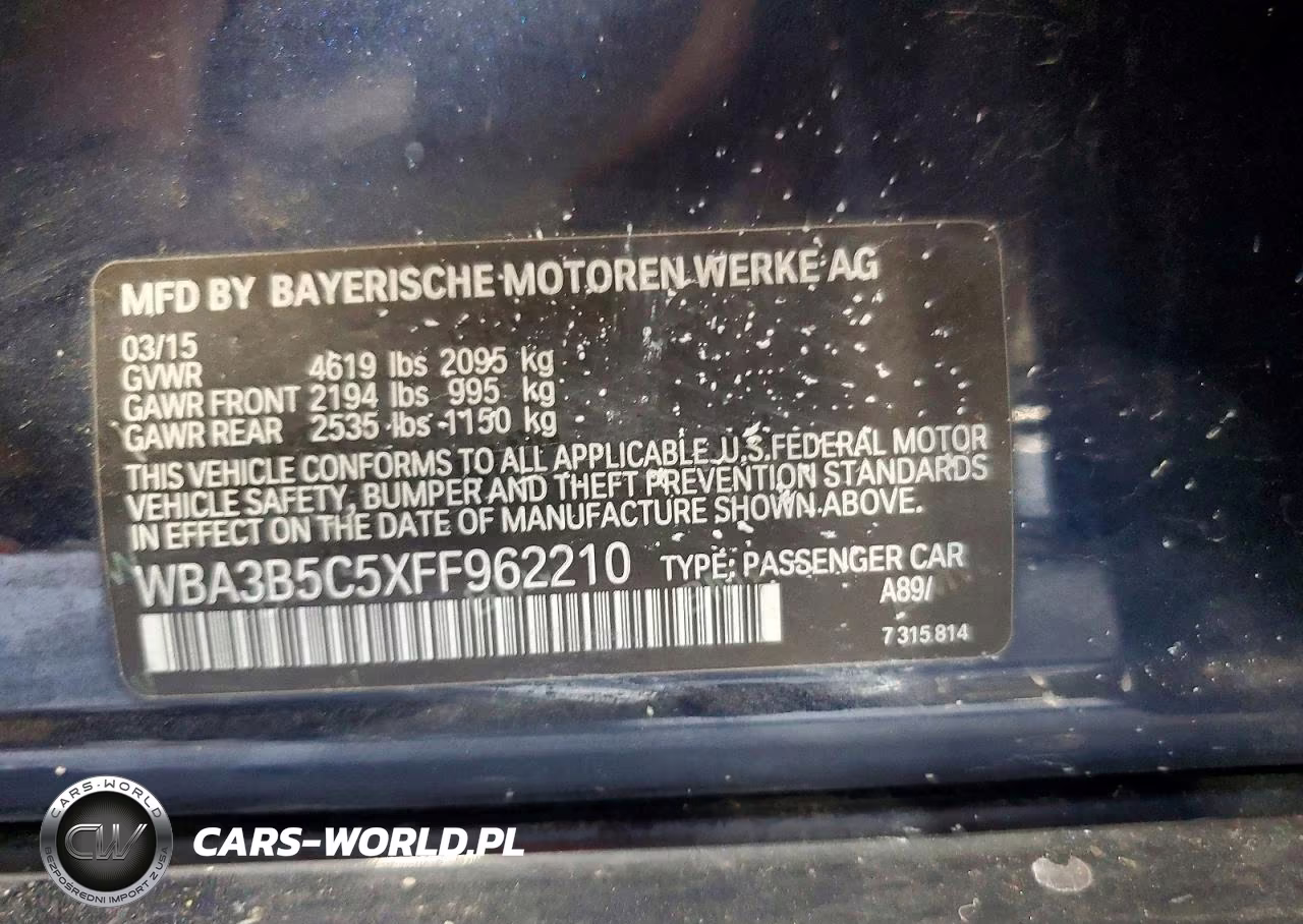 2015 BMW 328 Xi Sulev VIN:WBA3B5C5XFF962210 - 12