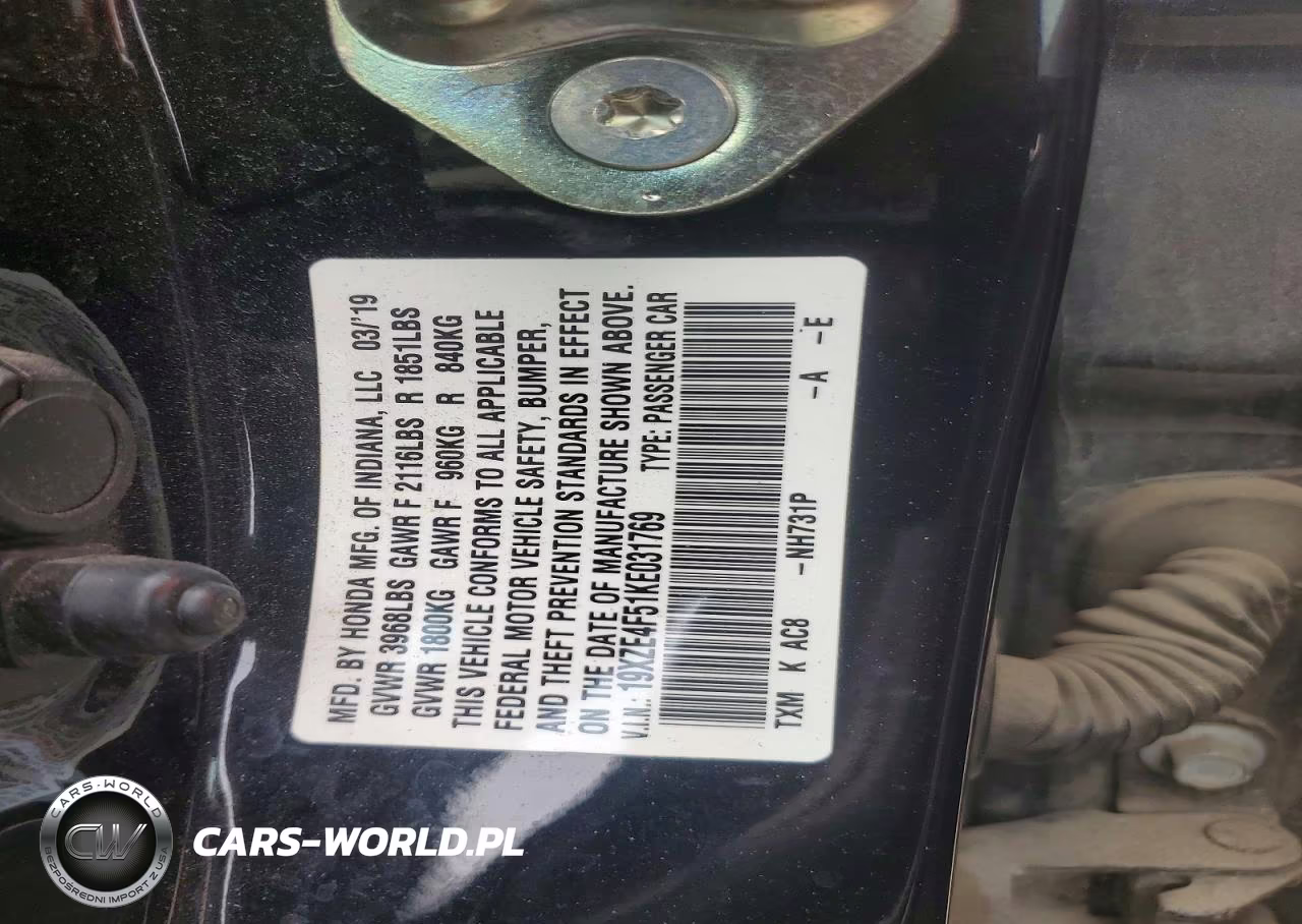 2019 Honda Insight Ex VIN:19XZE4F51KE031769 - 12