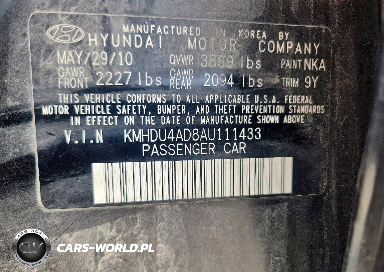 2010 Hyundai Elantra Gls VIN:KMHDU4AD8AU111433 - 12