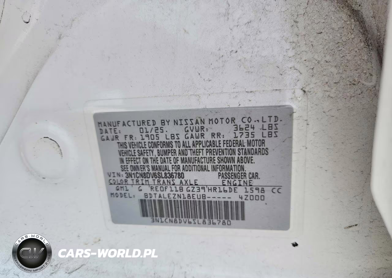 2025 Nissan Versa S VIN:3N1CN8DV6SL836780 - 12