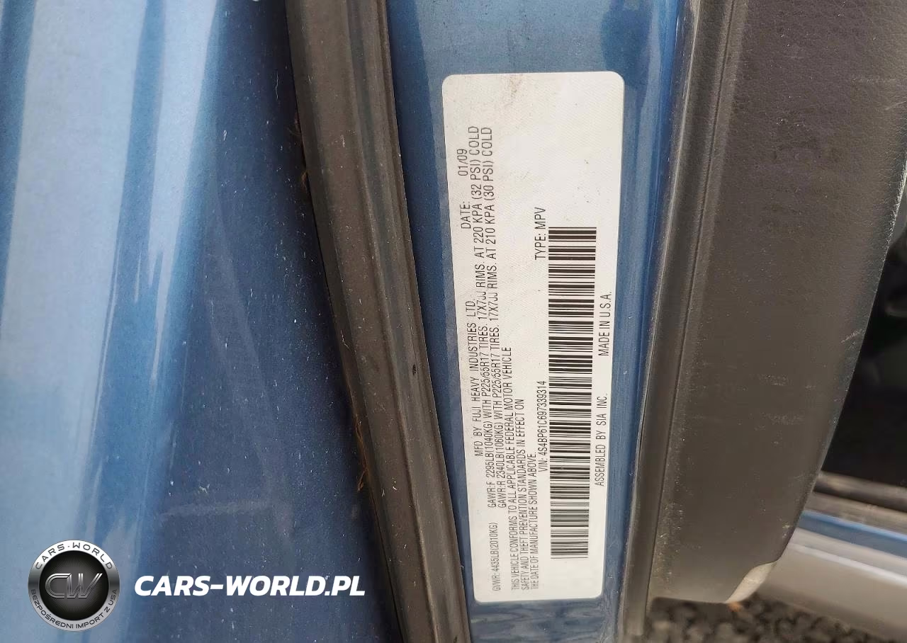 2009 Subaru Outback 2.5I VIN:4S4BP61C697339314 - 12
