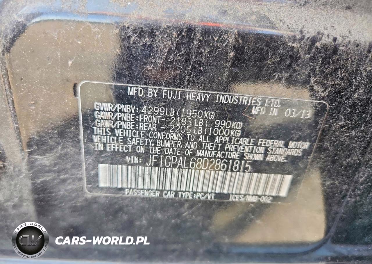 2013 Subaru Impreza Sport Premium VIN:JF1GPAL68D2861815 - 13
