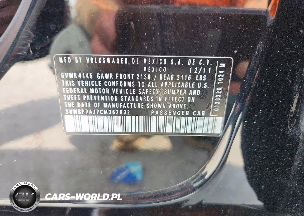 2012 Volkswagen Jetta Se VIN:3VWBP7AJ7CM362832 - 12