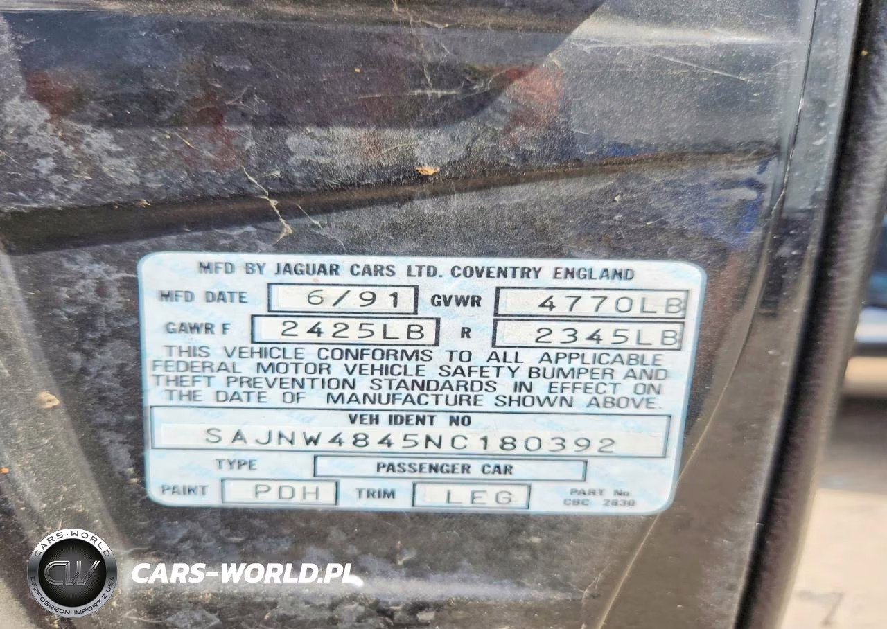 1992 Jaguar Xjs VIN:SAJNW4845NC180392 - 13