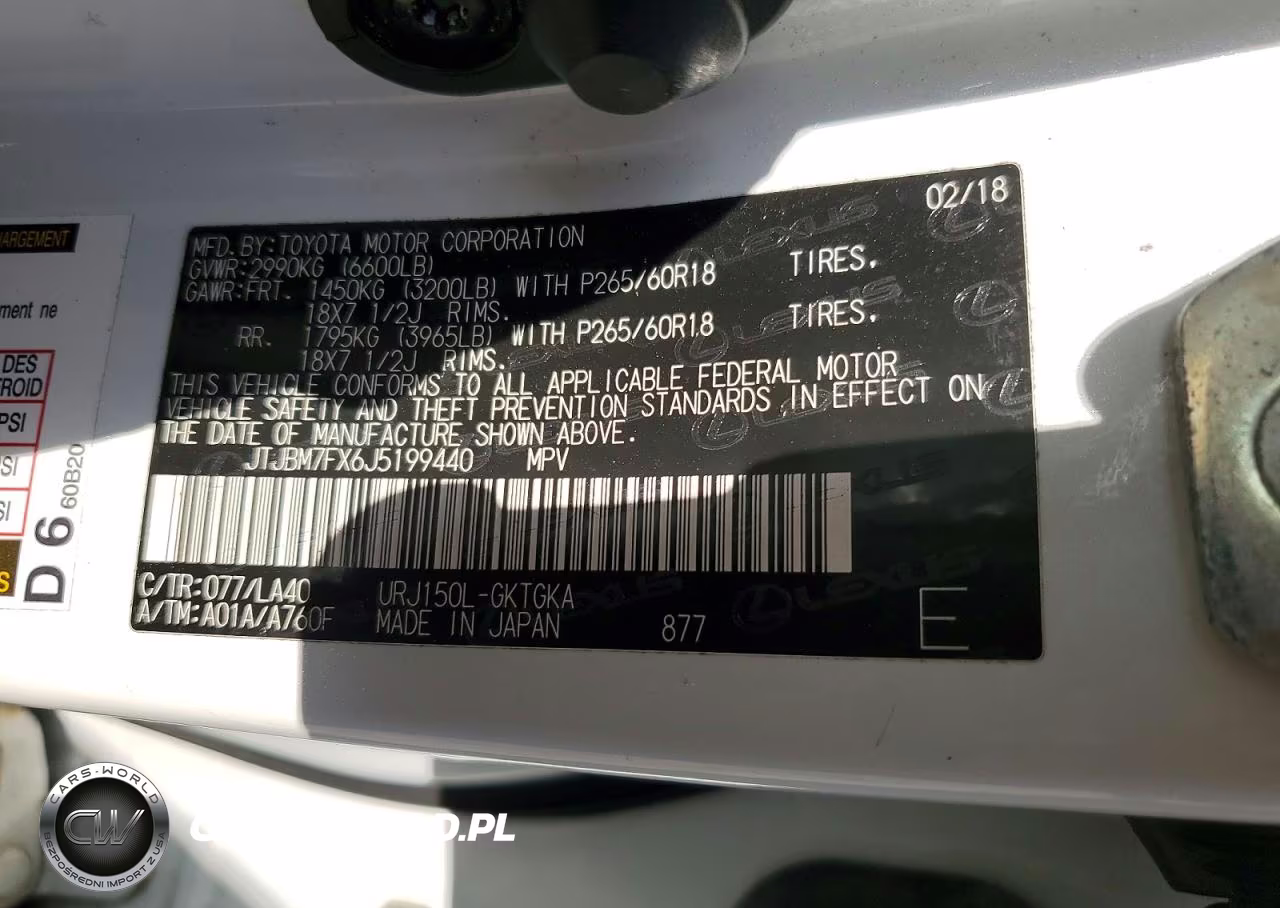 2018 Lexus Gx 460 VIN:JTJBM7FX6J5199440 - 13