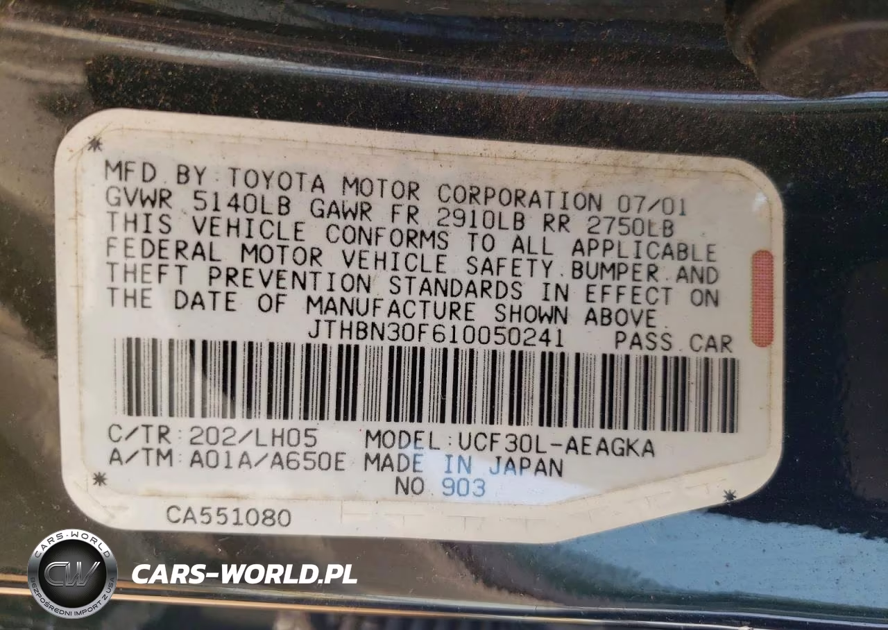 2001 Lexus Ls 430 VIN:JTHBN30F610050241 - 12