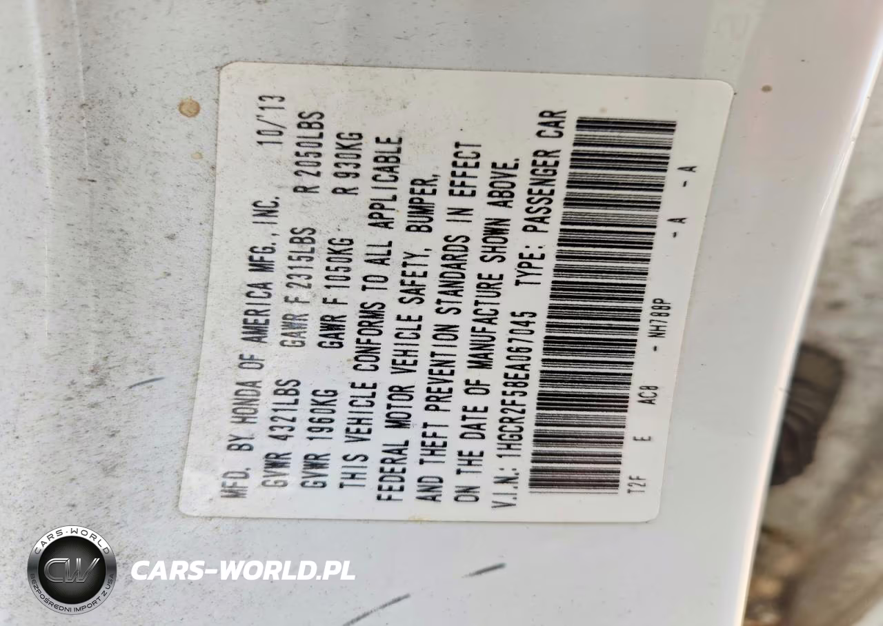 2014 Honda Accord Sport VIN:1HGCR2F58EA067045 - 12