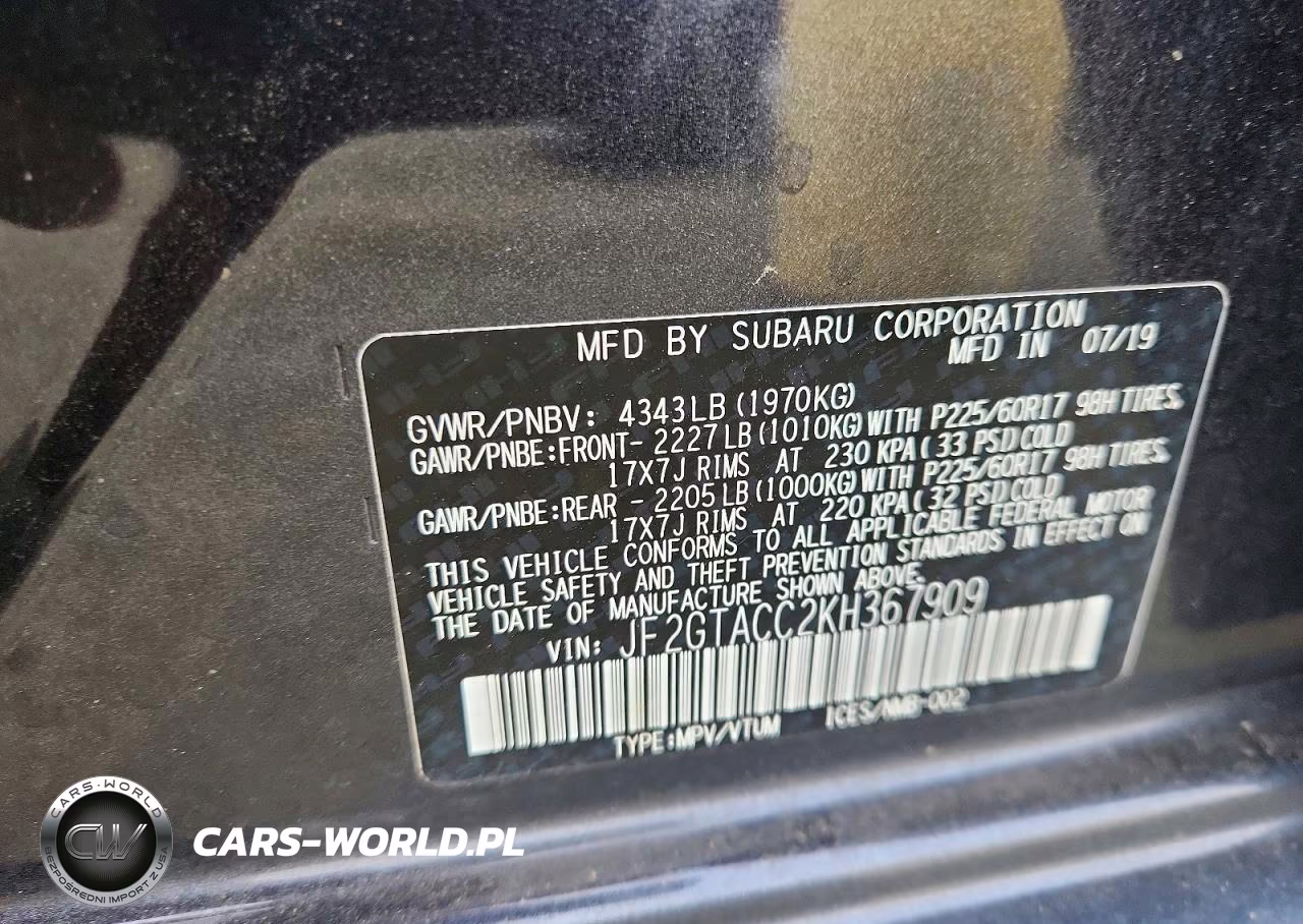 2019 Subaru Crosstrek Premium VIN:JF2GTACC2KH367909 - 13