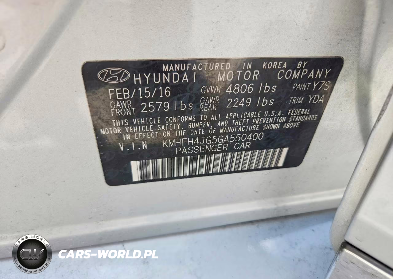 2016 Hyundai Azera Limited VIN:KMHFH4JG5GA550400 - 13