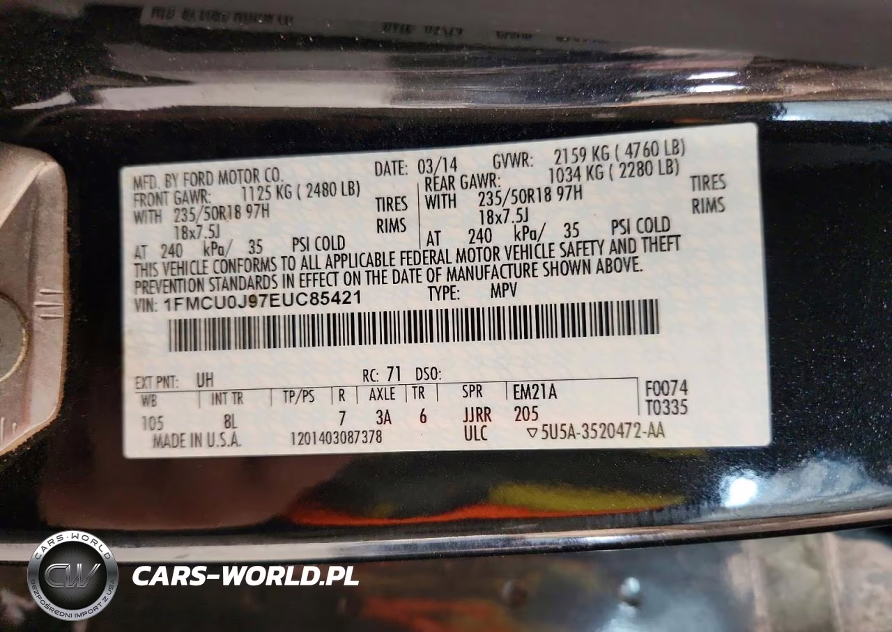 2014 Ford Escape Titanium VIN:1FMCU0J97EUC85421 - 13
