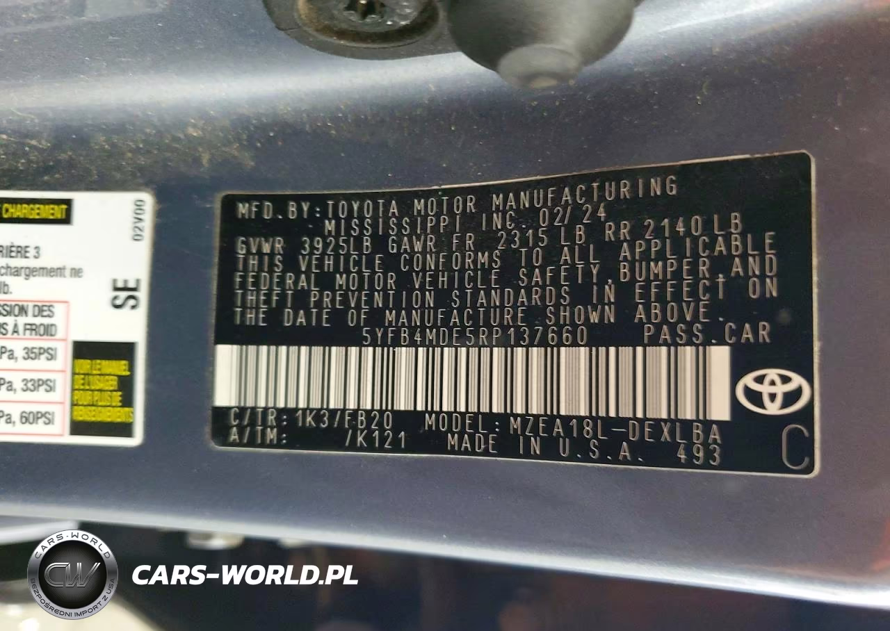 2024 Toyota Corolla Le VIN:5YFB4MDE5RP137660 - 12