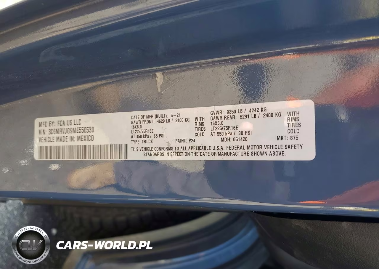 2021 Ram Promaster 3500 3500 High VIN:3C6MRVJG9ME550530 - 13