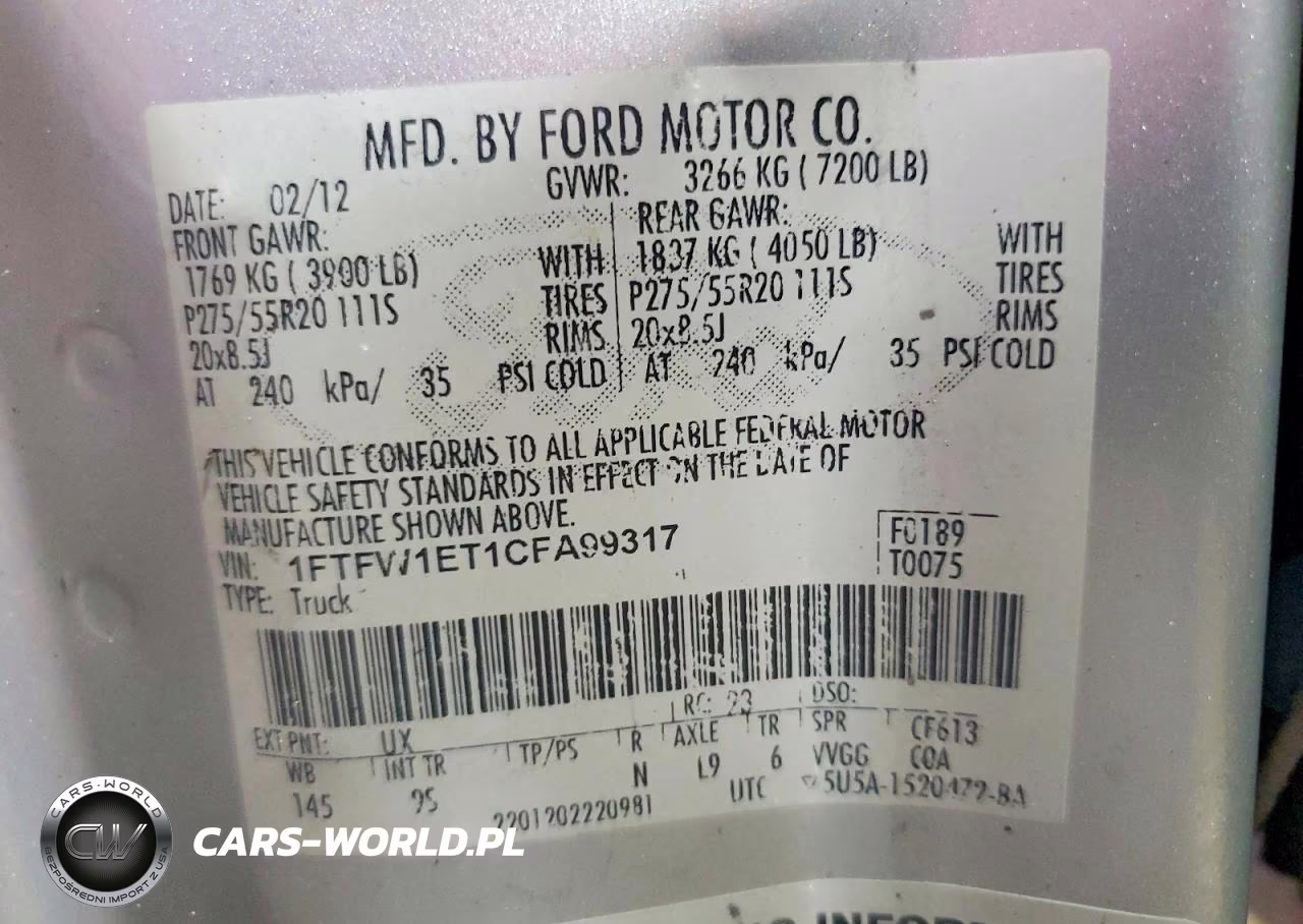 2012 Ford F150 Supercrew VIN:1FTFW1ET1CFA99317 - 12