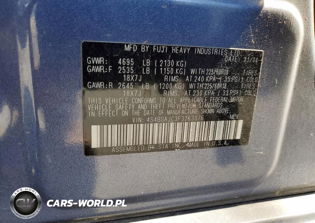 2015 Subaru Outback 2.5I Limited VIN:4S4BSAJC3F3263376 - 13