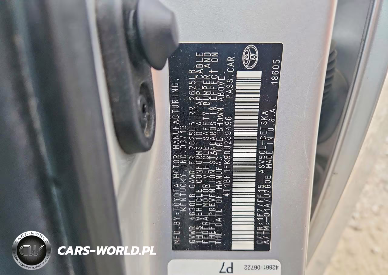 2013 Toyota Camry Se VIN:4T1BF1FK9DU239496 - 12