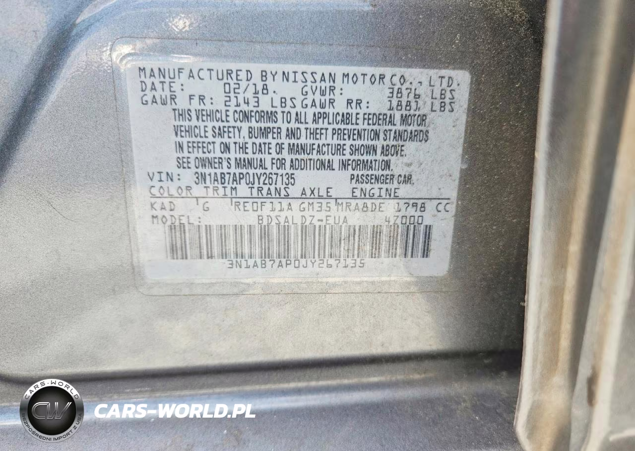 2018 Nissan Sentra Sv VIN:3N1AB7AP0JY267135 - 12