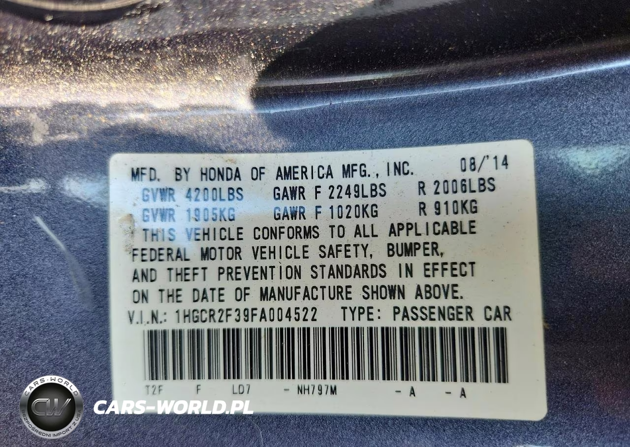 2015 Honda Accord Lx VIN:1HGCR2F39FA004522 - 12