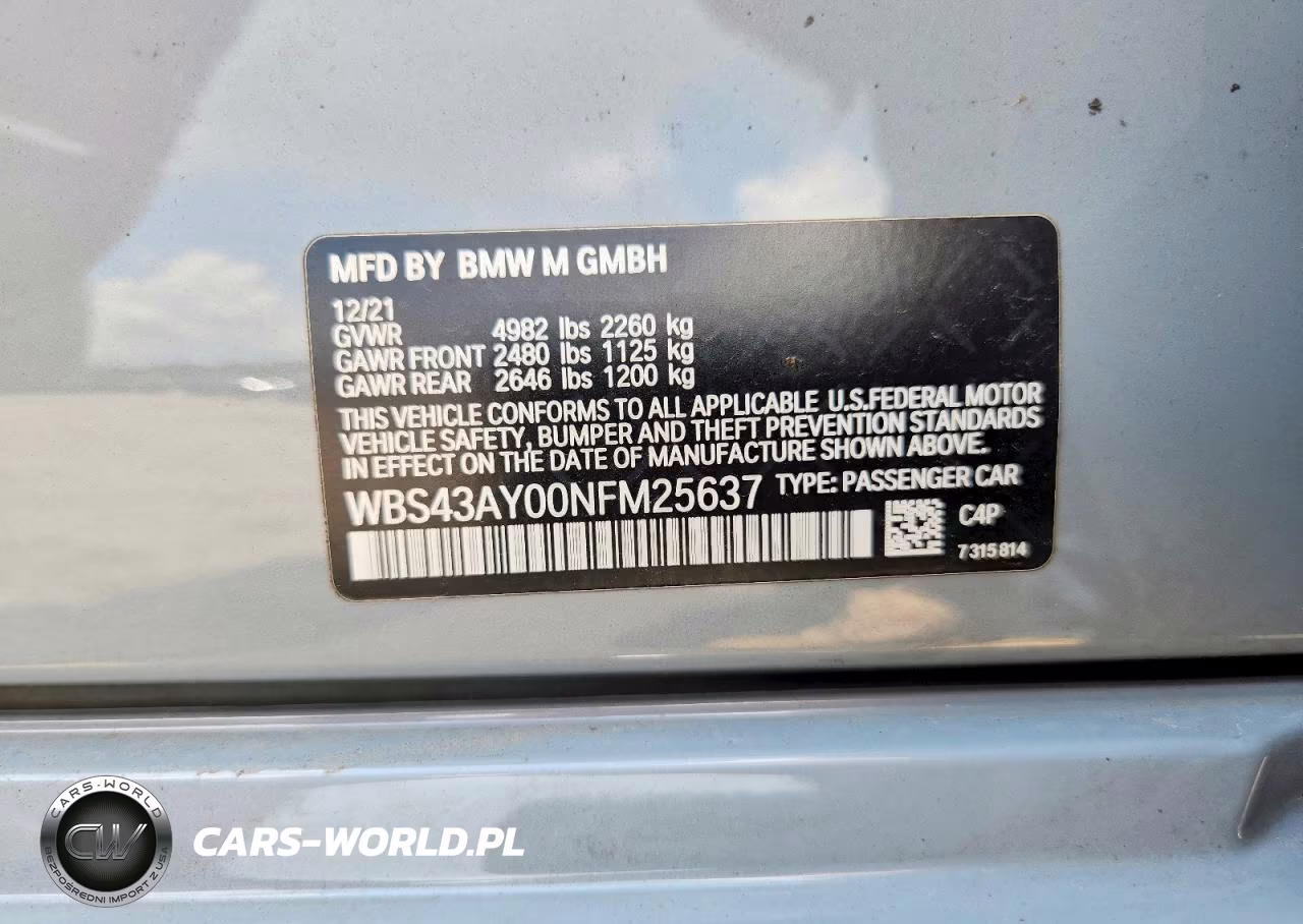 2022 BMW M3 Competition VIN:WBS43AY00NFM25637 - 12