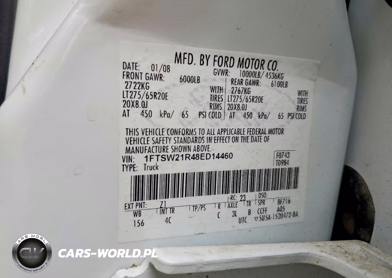 2008 Ford F250 Super Duty VIN:1FTSW21R48ED14460 - 12
