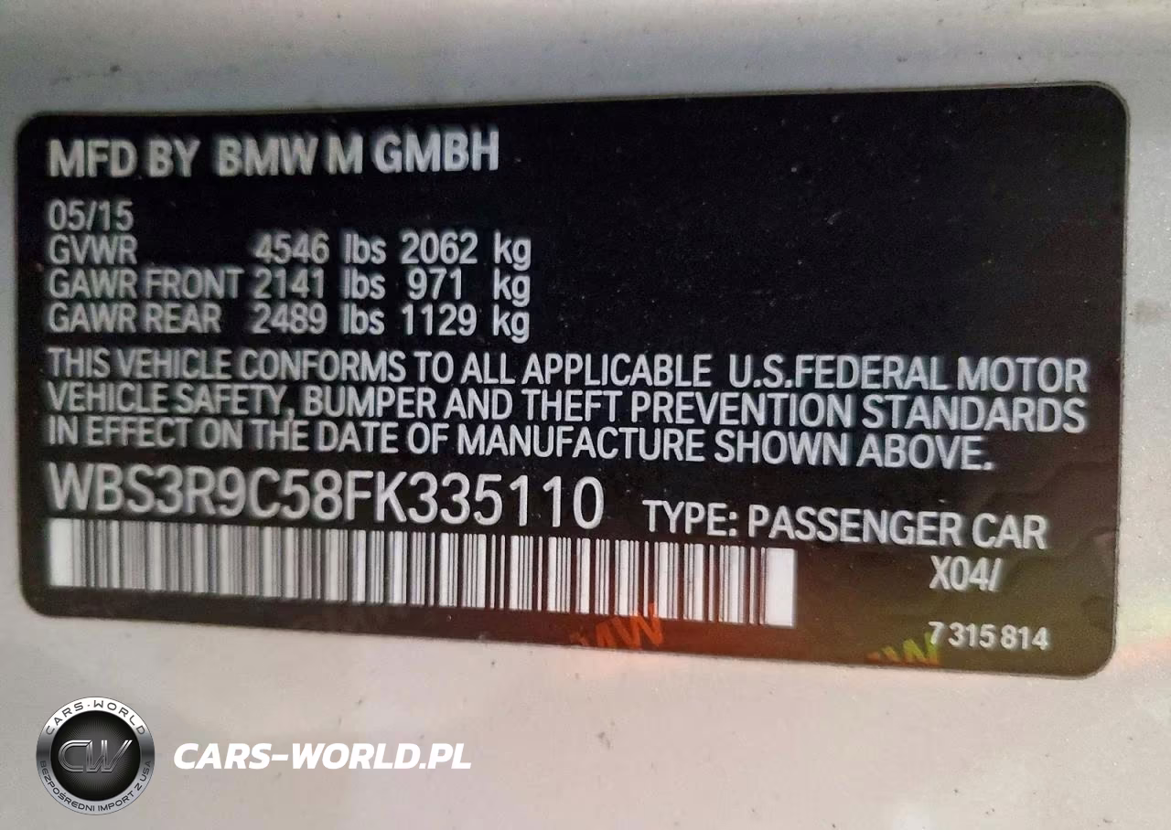 2015 BMW M4 VIN:WBS3R9C58FK335110 - 12