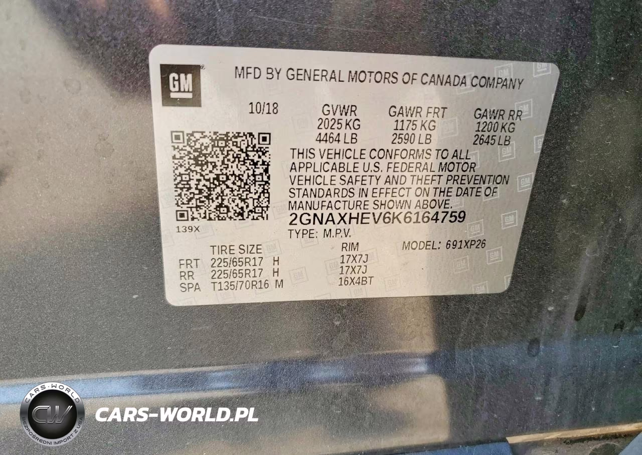 2019 Chevrolet Equinox Ls VIN:2GNAXHEV6K6164759 - 13
