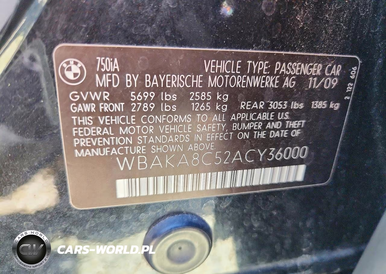 2010 BMW 750 I VIN:WBAKA8C52ACY36000 - 12