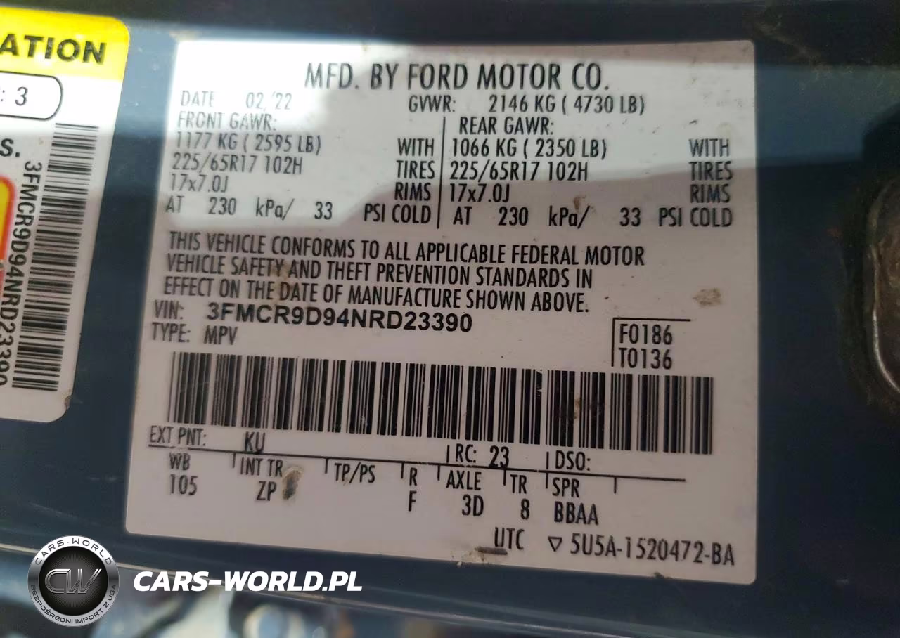 2022 Ford Bronco Sport Badlands VIN:3FMCR9D94NRD23390 - 12