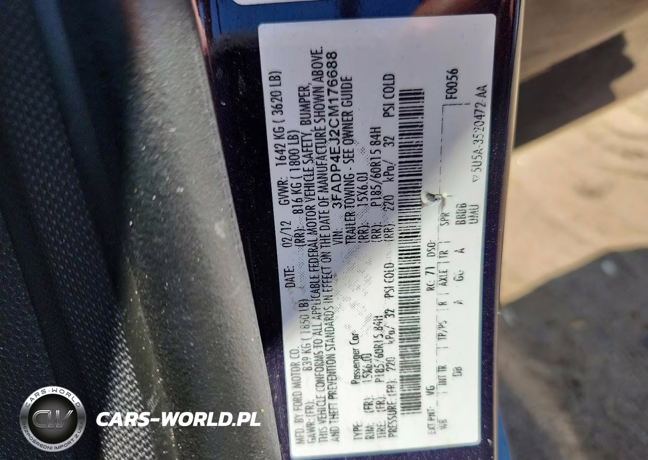 2012 Ford Fiesta Se VIN:3FADP4EJ2CM176688 - 12