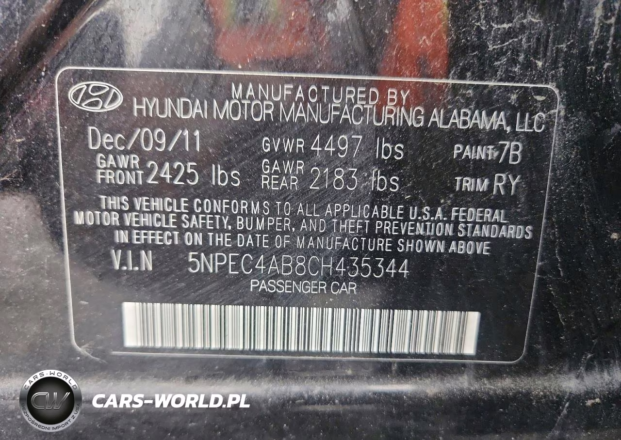 2012 Hyundai Sonata Se 2.0T VIN:5NPEC4AB8CH435344 - 13
