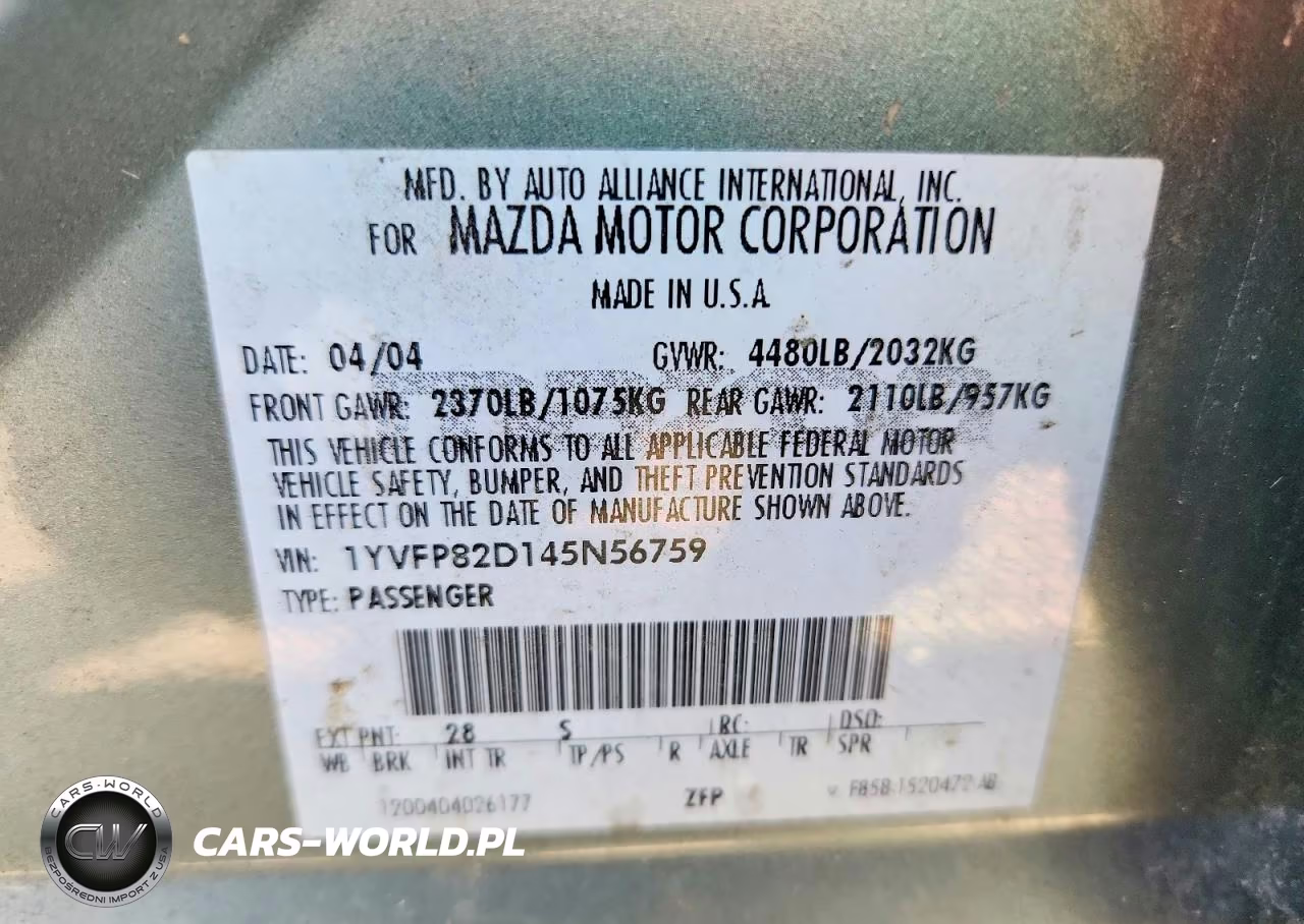 2004 Mazda 6 S VIN:1YVFP82D145N56759 - 12
