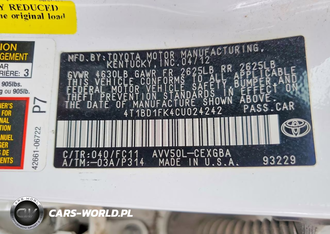2012 Toyota Camry Hybrid Xle VIN:4T1BD1FK4CU024242 - 12