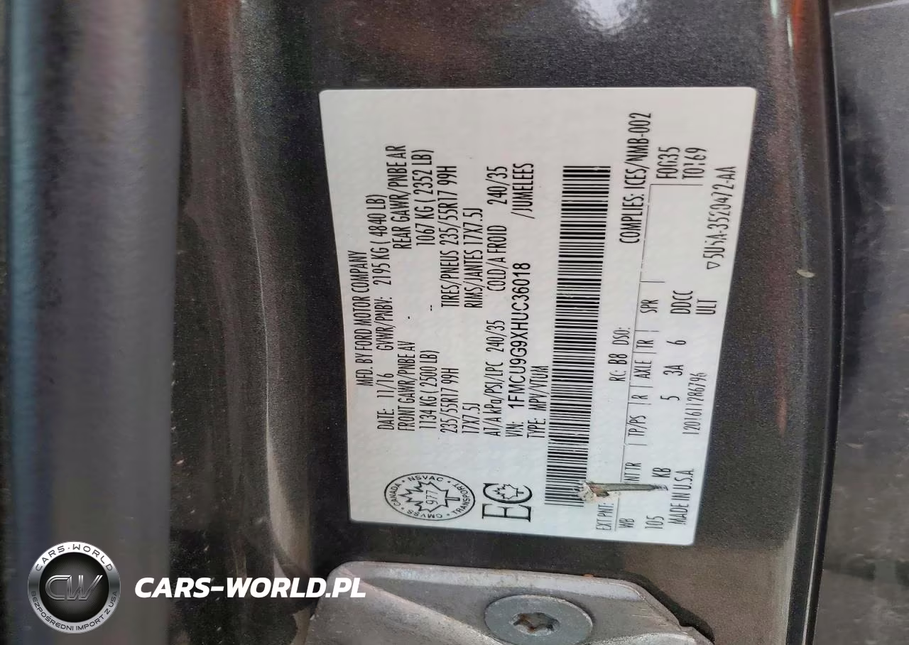 2017 Ford Escape Se VIN:1FMCU9G9XHUC36018 - 12