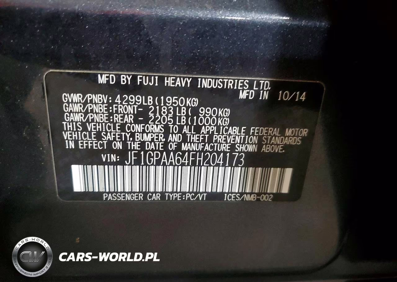 2015 Subaru Impreza VIN:JF1GPAA64FH204173 - 12