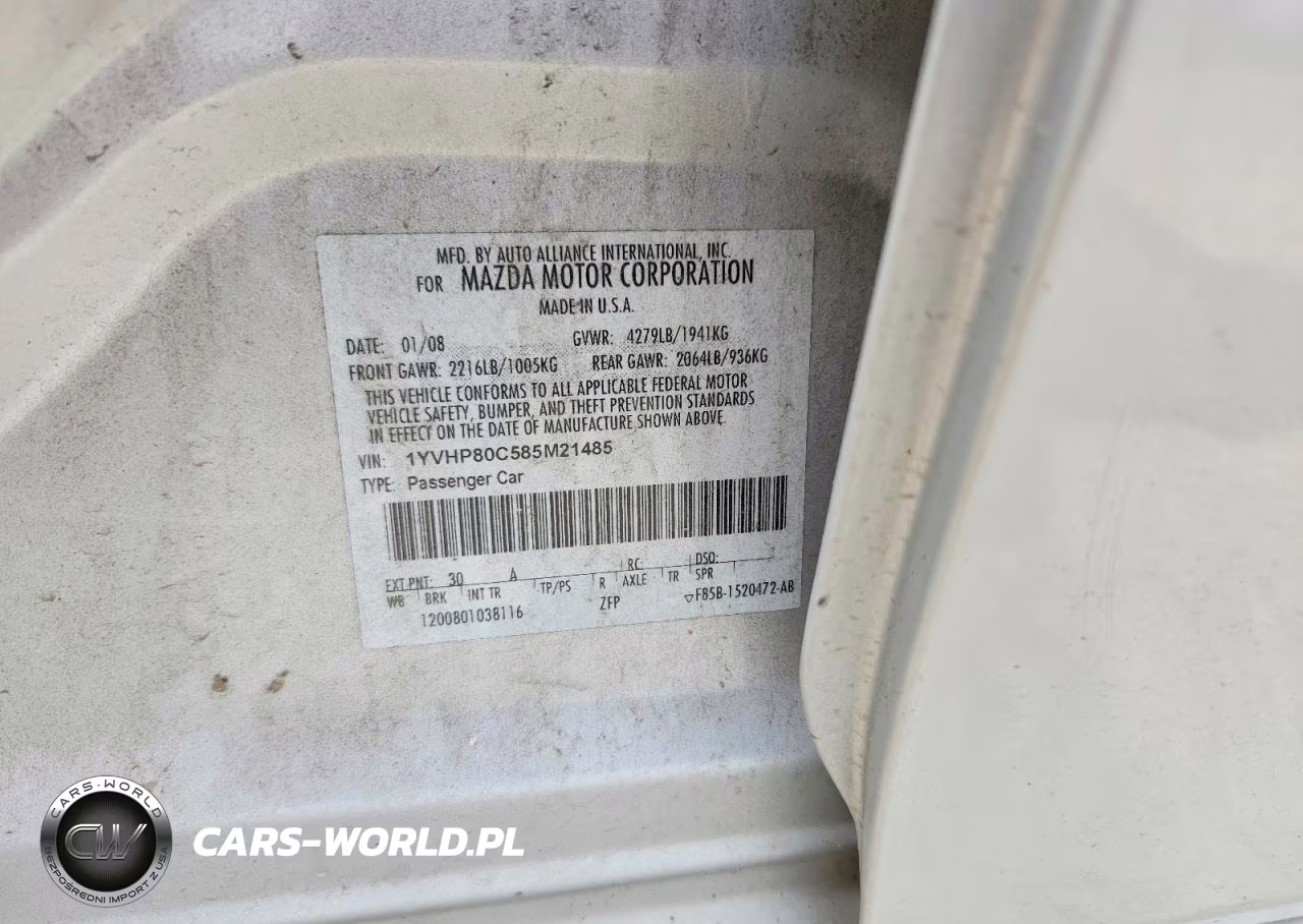 2008 Mazda 6 I VIN:1YVHP80C585M21485 - 12